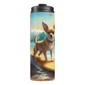 Chihuahua strand surfen schilderij thermosbeker (Voorkant)