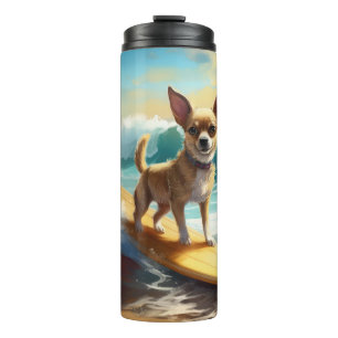 Chihuahua strand surfen schilderij thermosbeker