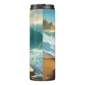 Chihuahua strand surfen schilderij thermosbeker (Achterkant)