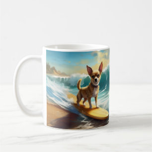 Chihuahua Strand Surfing Schilderij Koffiemok