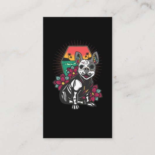 Chihuahua Sugar Skull Mexican Dog Visitekaartje (Voorkant)