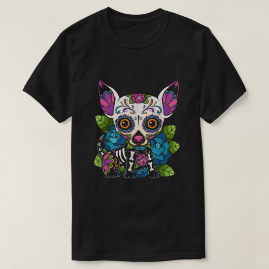 Chihuahua Sugar Skull Mexico Dog Calavera Dia De L T-shirt (Design voorkant)