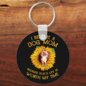 Chihuahua Sunflower Dog Mam Hondenliefhebber Gezeg Sleutelhanger (Voorkant)