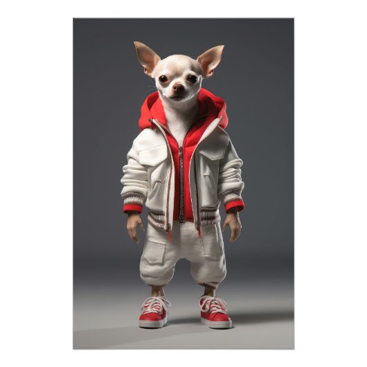 Chihuahua Swag: Hip-Hop Pup Foto Afdruk (Voorkant)