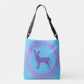 "CHIHUAHUA" TAS IN LICHTE BLAUW EN PINK. (Achterkant)