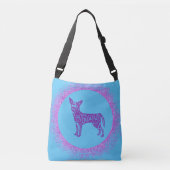 "CHIHUAHUA" TAS IN LICHTE BLAUW EN PINK. (Voorkant)