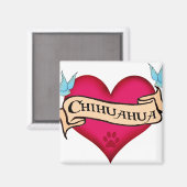 Chihuahua Tattoo Heart Magneet (Voorkant / Achterkant)