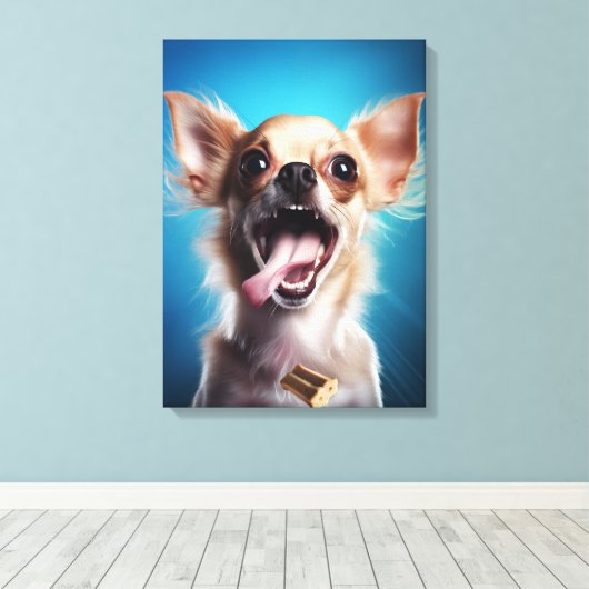 Chihuahua Treat Actie Canvas Afdruk (Insitu (Houten vloer))