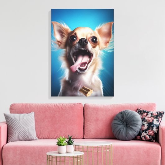 Chihuahua Treat Actie Canvas Afdruk (Insitu (Woonkamer))