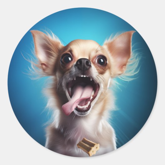 Chihuahua Treat Actie Ronde Sticker (Voorkant)