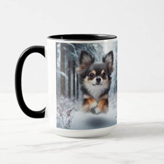 Chihuahua Tri Kleur Kerst Koffie Mok (Links)