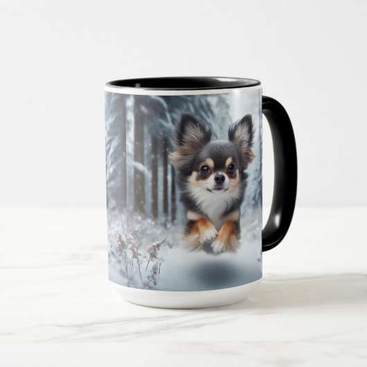 Chihuahua Tri Kleur Kerst Koffie Mok (Voorkant rechts)
