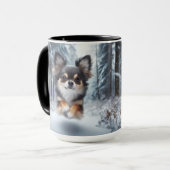 Chihuahua Tri Kleur Kerst Koffie Mok (Voorkant links)