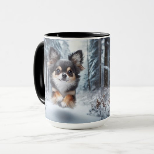 Chihuahua Tri Kleur Kerst Koffie Mok (Voorkant links)