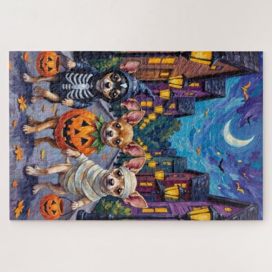 Chihuahua Trick-or-Treating in Halloween Kostuums Legpuzzel (Horizontaal)