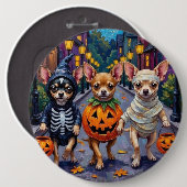 Chihuahua Trick-or-Treating in Halloween Kostuums Ronde Button 6,0 Cm (Voorkant /achterkant)