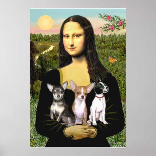 Chihuahua Trio - Mona Lisa Poster (Voorkant)