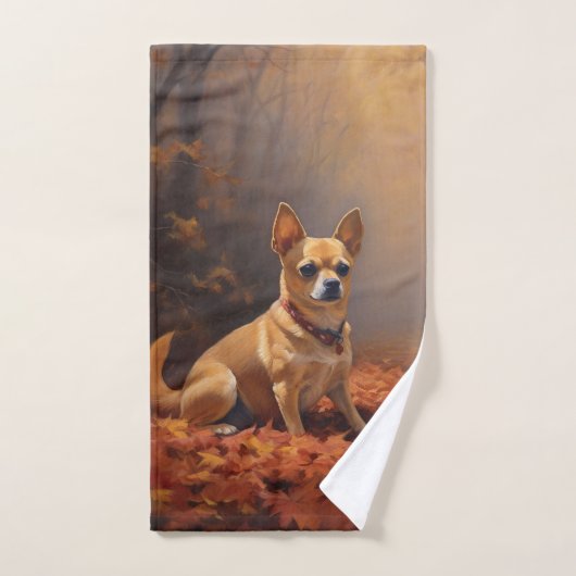 Chihuahua tussen herfstbladeren inspireert bad handdoek (Handdoek)