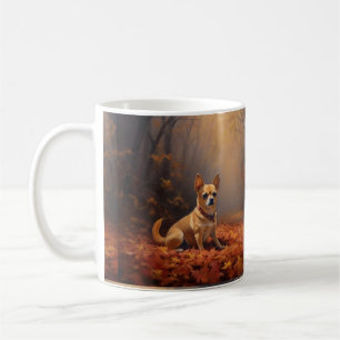 Chihuahua tussen herfstbladeren inspireert koffiemok