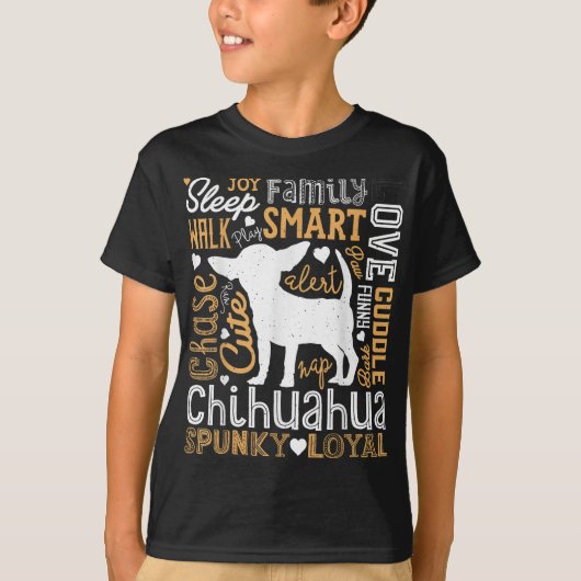 Chihuahua Typography Word Art Funny Dog Lover Gift T-shirt (Voorkant)