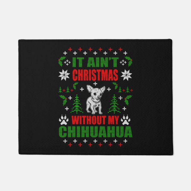 Chihuahua Ugly KerstSweater Deurmat (Voorkant)