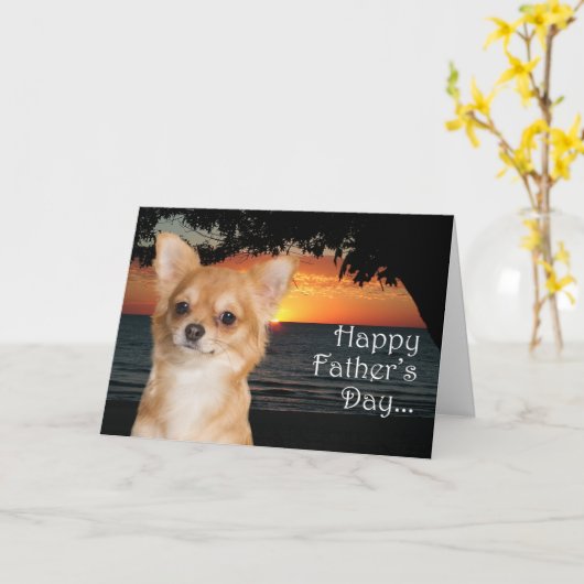 Chihuahua Vaderdag Kaart (Gele Bloem)