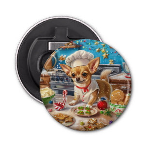 Chihuahua Vakantie Bakken: Feestelijke Kerstmis Button Flesopener