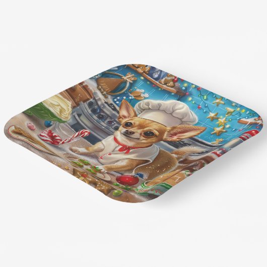 Chihuahua Vakantie Bakken: Feestelijke Kerstmis Papieren Bordje (Gebogen)
