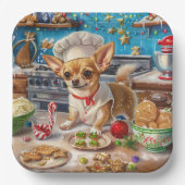 Chihuahua Vakantie Bakken: Feestelijke Kerstmis Papieren Bordje (Voorkant)