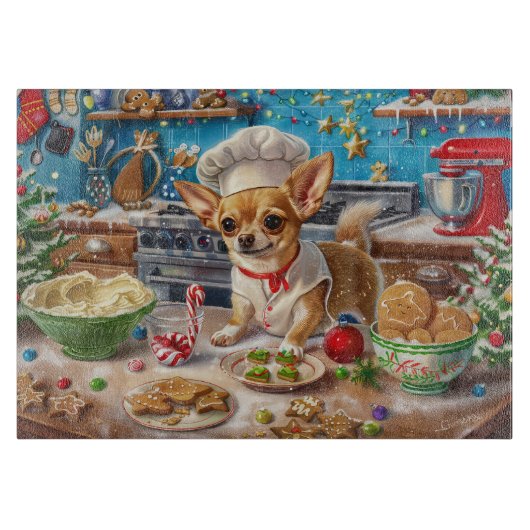 Chihuahua Vakantie Bakken: Feestelijke Kerstmis Snijplank (Voorkant)