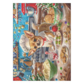 Chihuahua Vakantie Bakken: Feestelijke Kerstmis Tafelkleed (Voorkant)