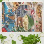 Chihuahua Vakantie Bakken: Feestelijke Kerstmis Theedoek (Gevouwen)