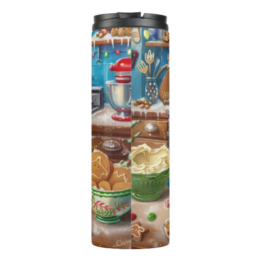 Chihuahua Vakantie Bakken: Feestelijke Kerstmis Thermosbeker (Achterkant)