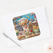 Chihuahua Vakantie Bakken: Feestelijke Kerstmis Vierkante Sticker (Envelop)