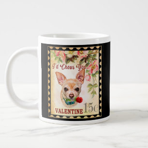 Chihuahua Valentijn Funny Dog met Roos Grote Koffiekop