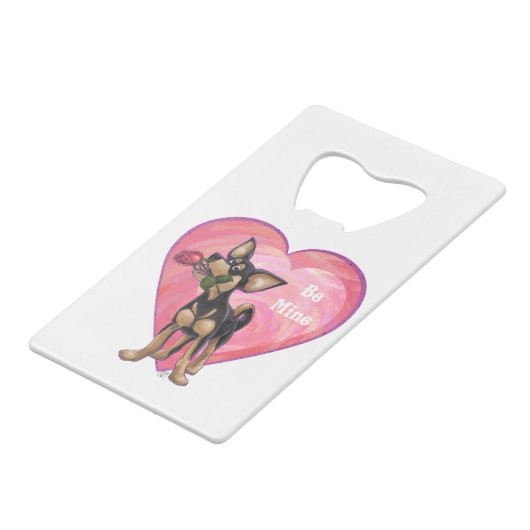 Chihuahua Valentijnsdag Creditkaart Flessenopener (Voorkant Gekanteld)