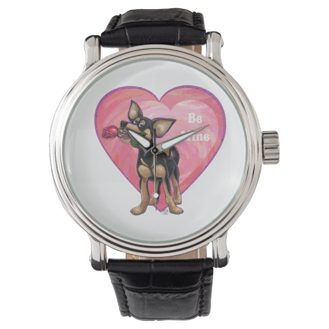 Chihuahua Valentijnsdag Horloge (Voorkant)