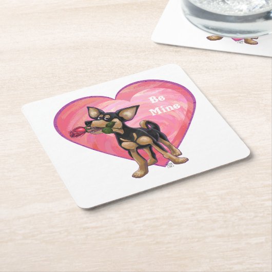 Chihuahua Valentijnsdag Kartonnen Onderzetters (Schuin)