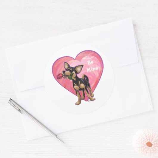 Chihuahua Valentijnsdag Ronde Sticker (Envelop)