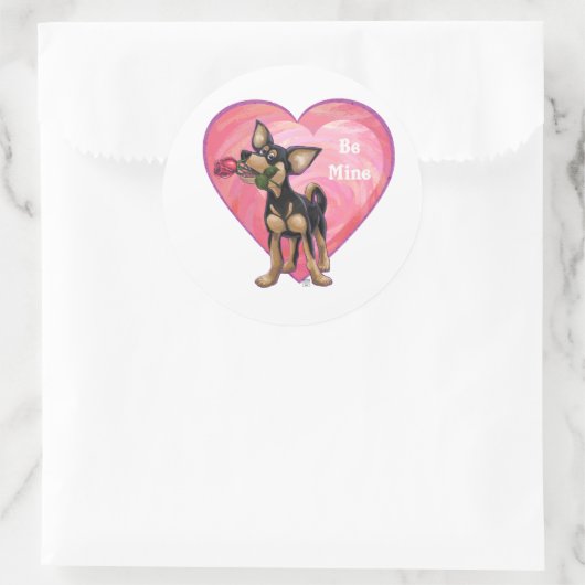 Chihuahua Valentijnsdag Ronde Sticker (Tas)