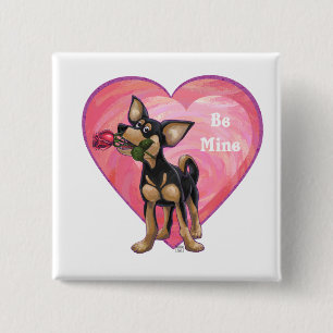 Chihuahua Valentijnsdag Vierkante Button 5,1 Cm