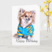 Chihuahua Verjaardag Kaart (Gele Bloem)