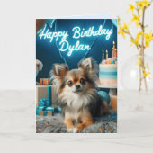 Chihuahua Verjaardag Kaart Happy Birthday Dylan (Gele Bloem)