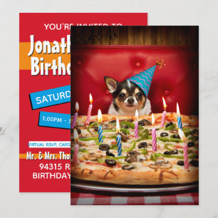 Chihuahua Verjaardag Pizza Taart Kaart