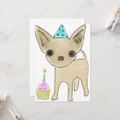 Chihuahua verjaardagskaart kaart (Voorkant / Achterkant in situ)