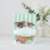 Chihuahua verjaardagstaart briefkaart (Staand voorkant)