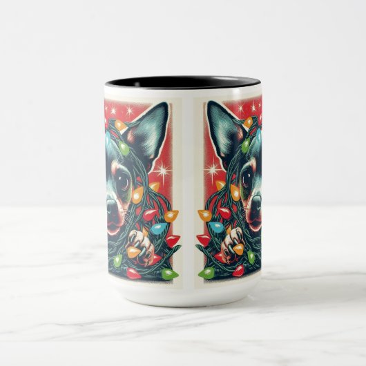 Chihuahua Verward In De Kerstverlichting Mok Cup (Midden)