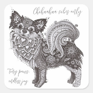 Chihuahua Vibes Vierkante Sticker