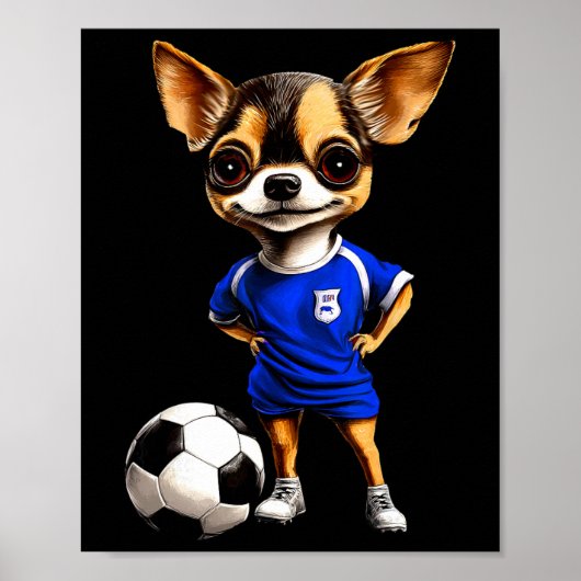 Chihuahua Voetbal Poster (Voorkant)