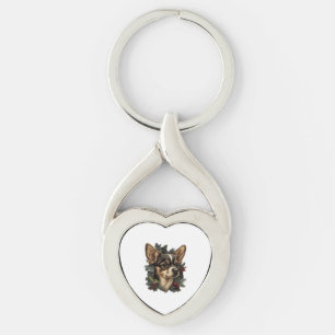 Chihuahua Vrolijk Kerstmis Kerstboom Leuke Hond Sleutelhanger